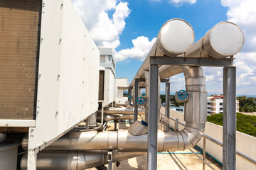 Industrail free-cooling chiller air conditioner on the rooftop.