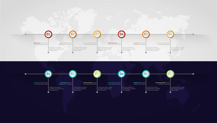 Aufkleber - Timeline vector infographic. World map