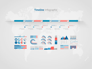 Aufkleber - Timeline vector infographic. World map