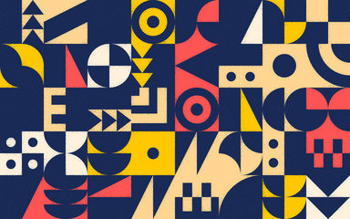 Poster - Geometric retro pattern with 30s styled shapes