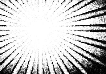 Wall Mural - Abstract sun rays with dotwork retro or tattoo style