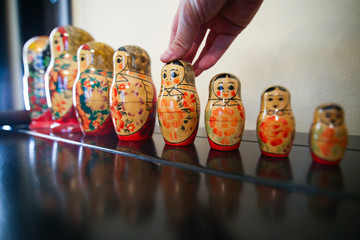 Matrioska traditional russian wooden dolls