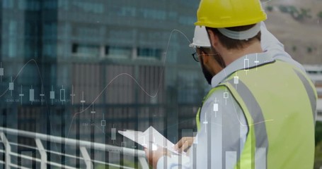 Poster - Architects checking on building plans 4k