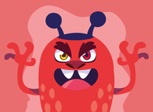 Red Monster Cartoon Design Icon Vector Ilustration