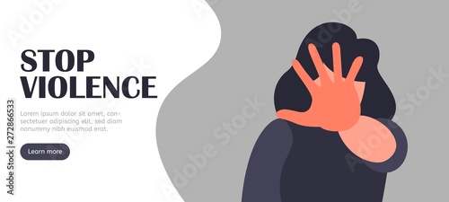 Cuadros en Lienzo Stop violence vector landing vector concept. Abuse