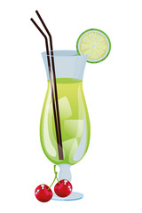 Sticker - Tropical fruit cocktail icon cartoon