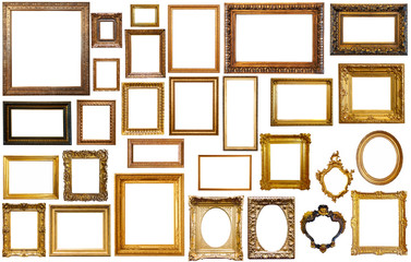 Wall Mural - set of golden art frames