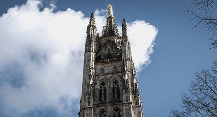 architectural detail of the Pey Berland tower, near the Saint André cathedral in Bordeaux