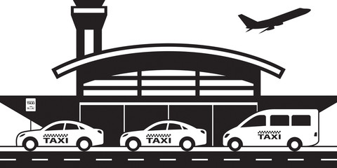 Taxi service to and from airport - vector illustration