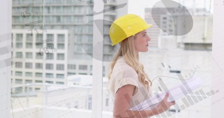 Poster - Caucasian architect holding building plans 4k