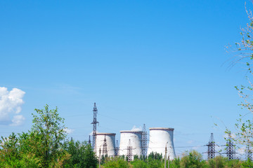 thermal power plant on a bright Sunny day in summer