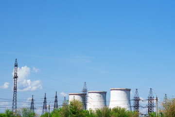 thermal power plant on a bright Sunny day in summer