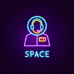 Wall Mural - Space Neon Label