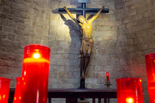 Image Of Jesus Christ At The Cross With Candles