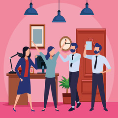 Wall Mural - Business coworkers with office supplies