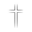 Gray Christian cross icon in flat design. Vector illustration. Abstract linear christian cross.