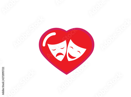 Theatrical Masks A Double Face Two Happy And Sad Faces For Logo