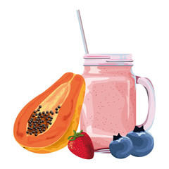 Poster - tropical fruit and smoothie drink