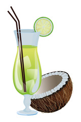 Wall Mural - Tropical fruit cocktail icon cartoon