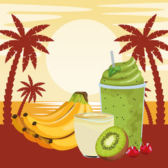 Poster - tropical fruit and smoothie drink