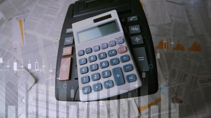 Poster - Calculators dropping on a table