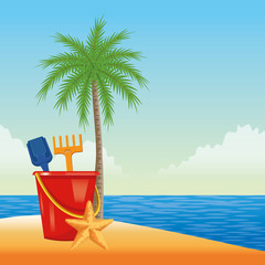 Sticker - summer beach and vacation cartoon