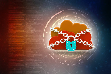 Poster - 3d rendering Cloud computing, security