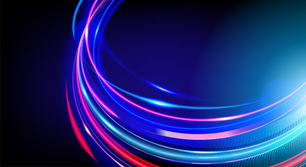 Poster - Vector art of dynamic light motion, light trail, high speed effect, traffic motion. light motion effect, slow shutter of traffic. 