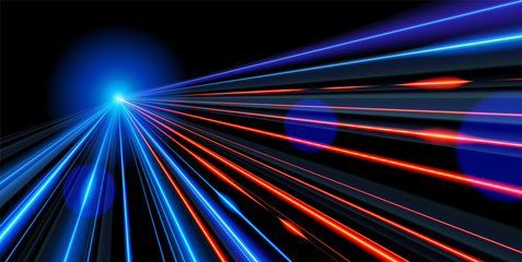Poster - Vector art of dynamic light motion, light trail, high speed effect, traffic motion. light motion effect, slow shutter of traffic. 