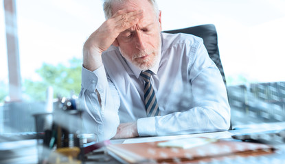 Wall Mural - Portrait of concerned businessman; multiple exposure