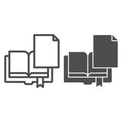 Poster - Book page line and glyph icon. Sheet with book vector illustration isolated on white. Paper outline style design, designed for web and app. Eps 10.