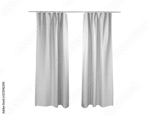 Fotomural White grey curtains Isolated On White background