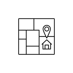 Poster - house, location, map icon. Simple thin line, outline vector of Real Estate icons for UI and UX, website or mobile application