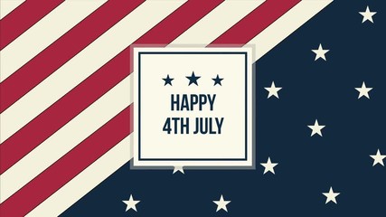 American flags on display for Independence Day the July 4th. Three dimensional rendering animation. View from above.