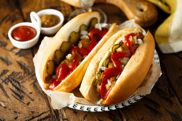 Sticker - Homemade hot dogs with pickles