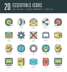 Poster - Line icons set trendy modern flat thin linear stroke vector essentials objects concept.
