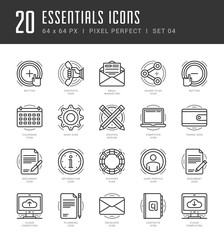 Poster - Line icons set trendy modern flat thin linear stroke vector essentials objects concept.