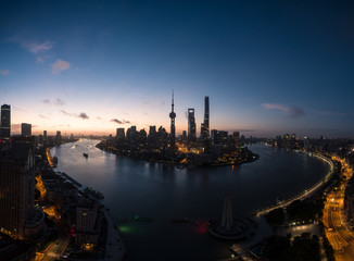 Sticker - aerial view of Lujiazui, Shanghai city, at dawn