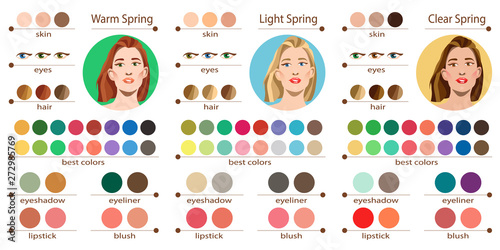 stock vector seasonal color analysis palette for light warm