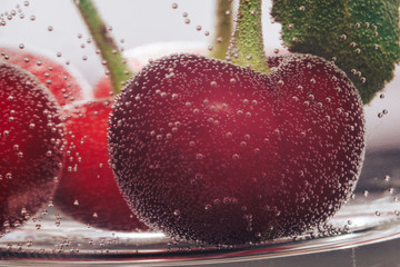 Aufkleber - Fresh cherry of water. Macro view.
