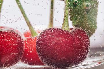 Aufkleber - Fresh cherry of water. Macro view.