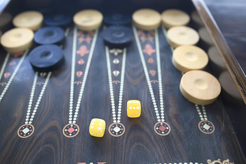 Wall Mural - backgammon traditional oriental game, macro background gambling