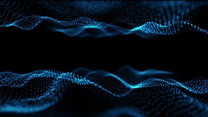 Aufkleber - Digital Wave Particles Flow Abstract motion particle landscape background for cyberspace design and bright flare