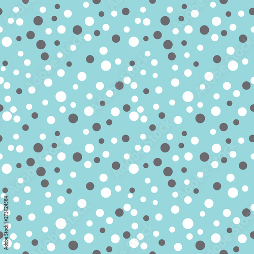 Cotton fabric Seamless polka dot pattern. Geometric vector background in blue. Spot of different sizes placed randomly. Useful for fabric print, interior decorating, home textiles, cloth, wrapping paper, apparel