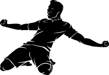 Wall Mural - Soccer Player Kneeling in Celebration