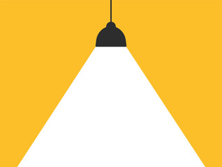 concept lamp that emits white light on a modern yellow background to add your message.