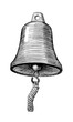 ship bell with rope, ink hand drawn vintage illustration