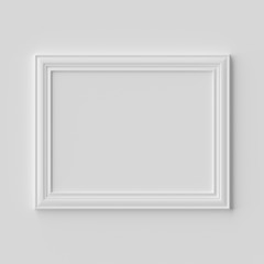 Wall Mural - White horizontal photo or picture frame on white wall with shadows