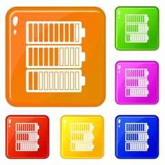 Poster - Battery indicators icons set collection vector 6 color isolated on white background