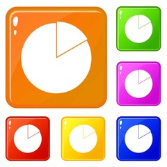 Poster - Business pie chart icons set collection vector 6 color isolated on white background